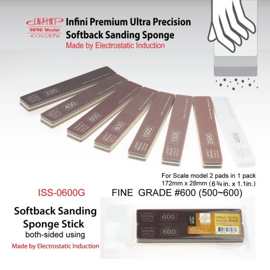 Sanding Sponge Stick (2-sided) - Fine #600 (2pcs, 172mm x 28mm) Sanding Sponge Stick (2-sided) - Fine #600 (2pcs, 172mm x 28mm)