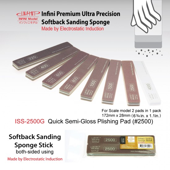 Sanding Sponge Stick (2-sided) - Quick Semi Gloss #2500 (2pcs, 172mm x 28mm) Sanding Sponge Stick (2-sided) - Quick Semi Gloss #2500 (2pcs, 172mm x 28mm)