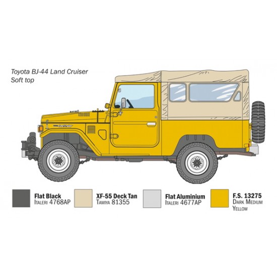 1/24 Toyota Land Cruiser BJ44 w/Soft/Hard Top Rubber Tyres 1/24 Toyota Land Cruiser BJ44 w/Soft/Hard Top Rubber Tyres