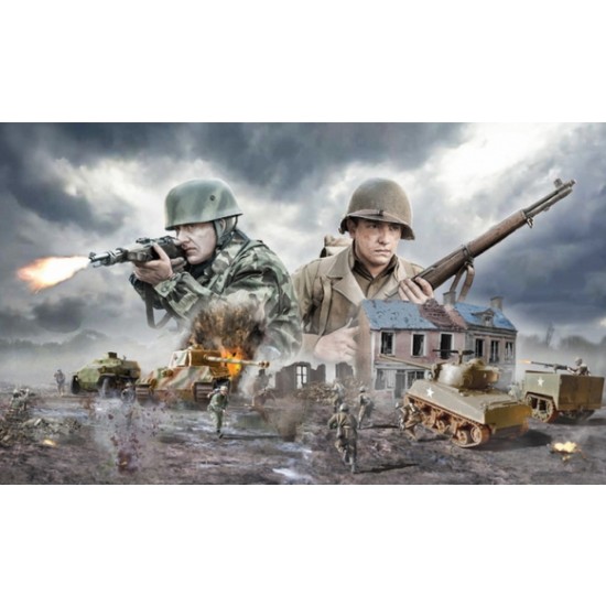 1/72 Operation Cobra 1944 Battle Diorama Set (64 Figures+4 Armour+2 French Houses) 1/72 Operation Cobra 1944 Battle Diorama Set (64 Figures+4 Armour+2 French Houses)
