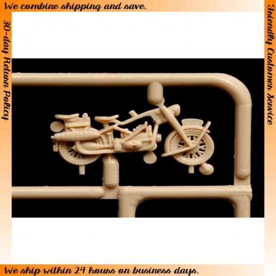 1/72 WWII German Motorcycles Pack w/4 Motorcycles and 16 Figures 1/72 WWII German Motorcycles Pack w/4 Motorcycles and 16 Figures