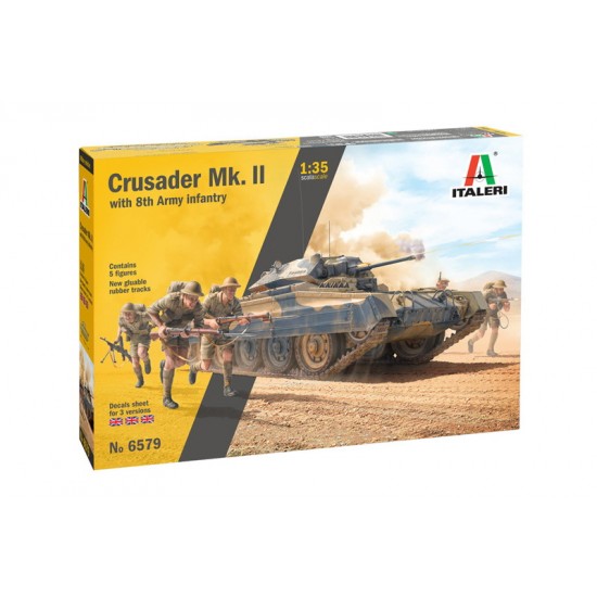 1/35 Crusader Mk II w/8th Army Infantry Rubber Tracks & 5 Figures 1/35 Crusader Mk II w/8th Army Infantry Rubber Tracks & 5 Figures