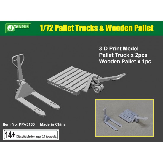 1/72 Pallet Trucks (2pcs) & Wooden Pallet 1/72 Pallet Trucks (2pcs) & Wooden Pallet