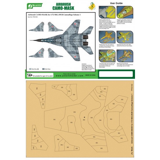 1/72 Mikoyan MiG-29UB Camouflage Scheme Vol.1 Airbrush Paint Masks 1/72 Mikoyan MiG-29UB Camouflage Scheme Vol.1 Airbrush Paint Masks