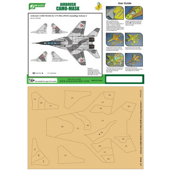1/72 Mikoyan MiG-29UB Camouflage Scheme Vol.4 Airbrush Paint Masks 1/72 Mikoyan MiG-29UB Camouflage Scheme Vol.4 Airbrush Paint Masks