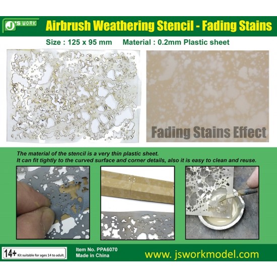 Airbrush Weathering Stencil - Fading Stains (125mm x 95mm) Airbrush Weathering Stencil - Fading Stains (125mm x 95mm)