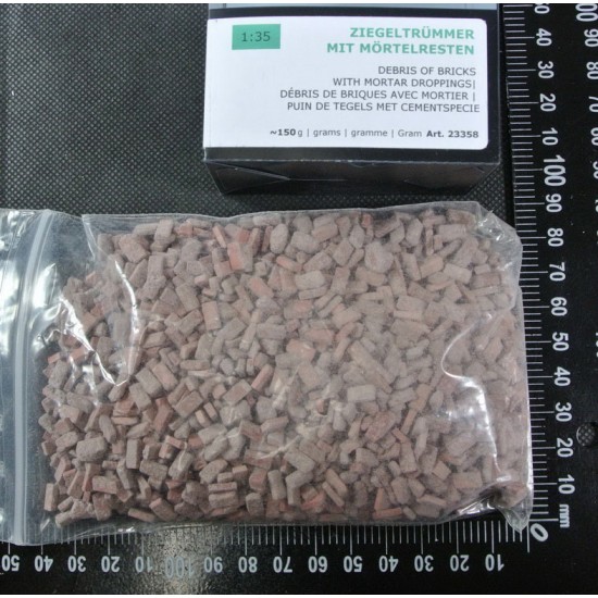 1/35 Bricks Ruins/Debris with Mortar Droppings - Dark Gray & Dark Brick-Red (Ceramic) 150g 1/35 Bricks Ruins/Debris with Mortar Droppings - Dark Gray & Dark Brick-Red (Ceramic) 150g