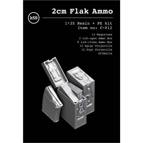 1/35 2cm Flak Ammo set (incl. Magazines, Ammo Boxes, Projectiles & Shells)