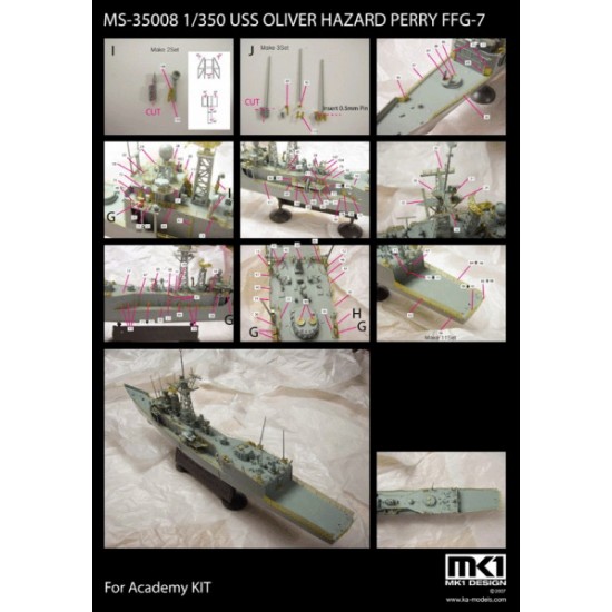 1/350 USS Oliver Hazard Perry FFG-7 Detail-Up Set (New Version) for Academy kit 1/350 USS Oliver Hazard Perry FFG-7 Detail-Up Set (New Version) for Academy kit