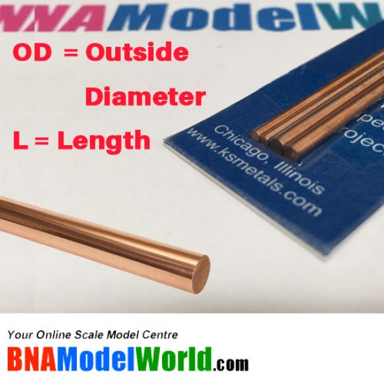 Small Round Copper Rods Set #Soft - OD: 1.58, 2.38mm, L: 300mm (4pcs, 2 sizes) Small Round Copper Rods Set #Soft - OD: 1.58, 2.38mm, L: 300mm (4pcs, 2 sizes)