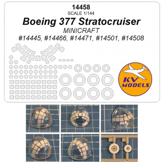 1/144 US Boeing 377 Stratocruiser Canopies and Wheels Masks for Minicraft kits 1/144 US Boeing 377 Stratocruiser Canopies and Wheels Masks for Minicraft kits