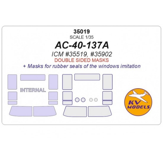 1/35 AC-40-137A Windows Rubber Seals Masking for ICM #35519 #35902 (double sided) 1/35 AC-40-137A Windows Rubber Seals Masking for ICM #35519 #35902 (double sided)