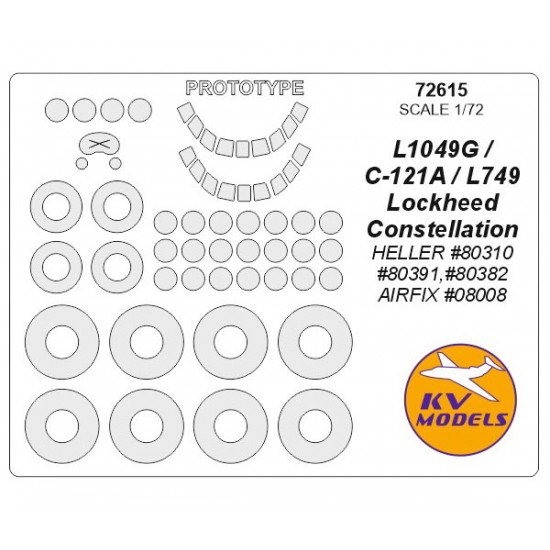 1/72 Lockheed Constellation L1049G/C-121A/L749 Masking for Heller/Airfix #08008 1/72 Lockheed Constellation L1049G/C-121A/L749 Masking for Heller/Airfix #08008