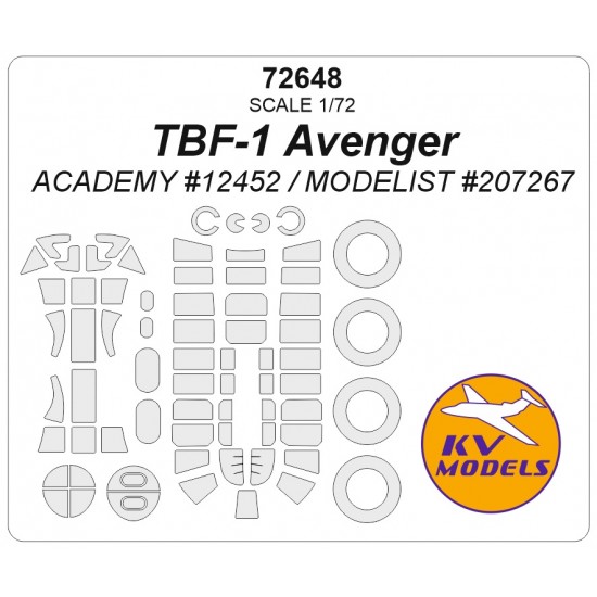 1/72 TBF-1 AVENGER Masking for Academy #12452/Modelist #207267 1/72 TBF-1 AVENGER Masking for Academy #12452/Modelist #207267