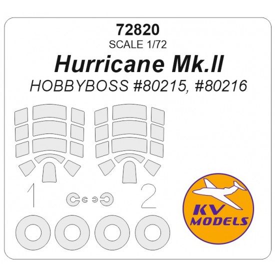 1/72 GB Hurricane Mk.II Canopies and Wheels Masks for Hobbyboss kits 1/72 GB Hurricane Mk.II Canopies and Wheels Masks for Hobbyboss kits