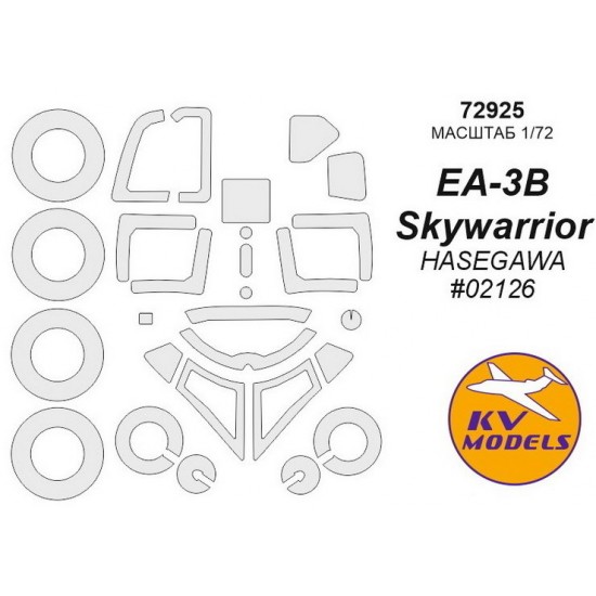 1/72 Douglas EA-3B Skywarrior Masking w/Wheels Masks for Hasegawa kits 1/72 Douglas EA-3B Skywarrior Masking w/Wheels Masks for Hasegawa kits