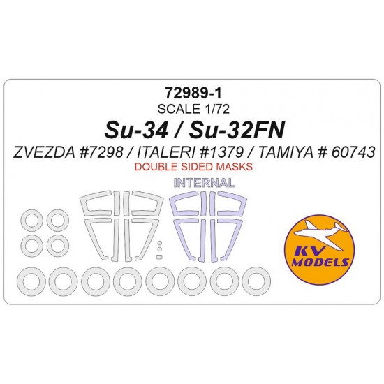 1/72 Su-34/32FN (Double sided) Masking for Zvezda #7298 / Italeri #1379 / Tamiya # 60743 1/72 Su-34/32FN (Double sided) Masking for Zvezda #7298 / Italeri #1379 / Tamiya # 60743