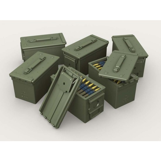 1/35 Modern 50 CAL Ammo Box set (27x Closed, 3x Open & 3x Ammo Belt)