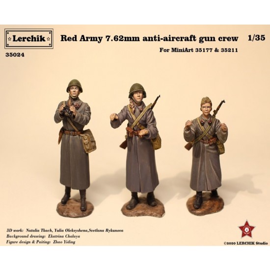 1/35 Red Army 7.62mm Anti-aircraft Gun Crew Team (3 figures) for MiniArt #35177/211 1/35 Red Army 7.62mm Anti-aircraft Gun Crew Team (3 figures) for MiniArt #35177/211
