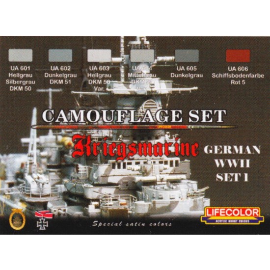 Acrylic Paint Set - WWII German Kriegsmarine Camouflage 1 (22ml x 6) Acrylic Paint Set - WWII German Kriegsmarine Camouflage 1 (22ml x 6)