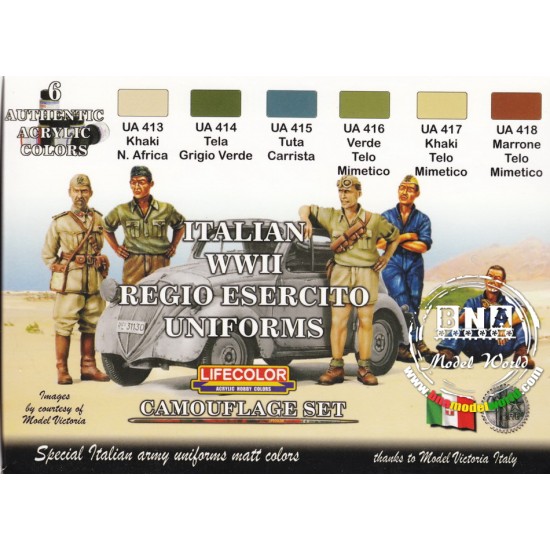 Acrylic Paint Set - WWII Italian Regio Esercito Uniforms (22ml x 6) Acrylic Paint Set - WWII Italian Regio Esercito Uniforms (22ml x 6)