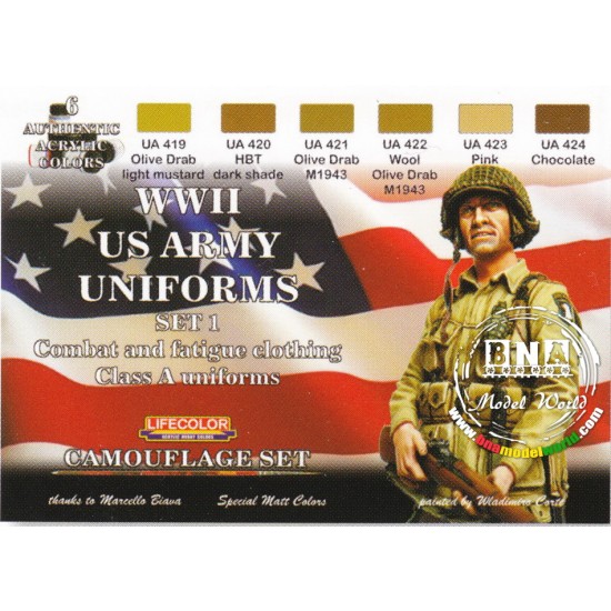 Acrylic Paint Set - WWII US Army Uniforms 1 (22ml x 6) Acrylic Paint Set - WWII US Army Uniforms 1 (22ml x 6)