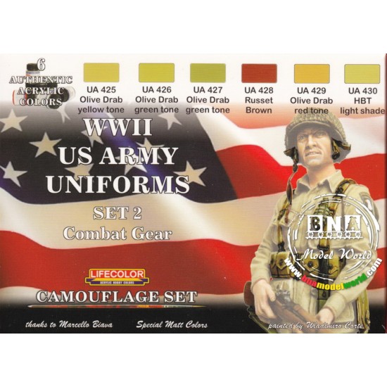 Acrylic Paint Set - WWII US Army Uniforms 2 (22ml x 6) Acrylic Paint Set - WWII US Army Uniforms 2 (22ml x 6)