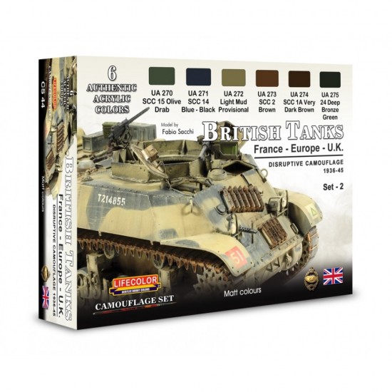 Acrylic Paint Set - WWII British Tanks France - Europe - UK (6x 22ml) Acrylic Paint Set - WWII British Tanks France - Europe - UK (6x 22ml)