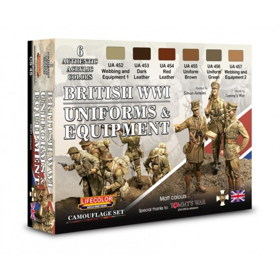 Acrylic Paint Set - WWI British Uniforms & Equipment (6x 22ml) Acrylic Paint Set - WWI British Uniforms & Equipment (6x 22ml)