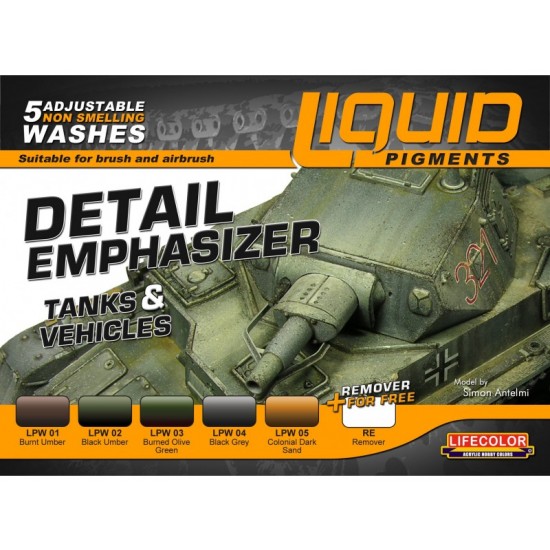 Liquid Pigments - Detail Emphasiser Tanks & Vehicles (5 Adjustable Non-Smelling Washes) Liquid Pigments - Detail Emphasiser Tanks & Vehicles (5 Adjustable Non-Smelling Washes)