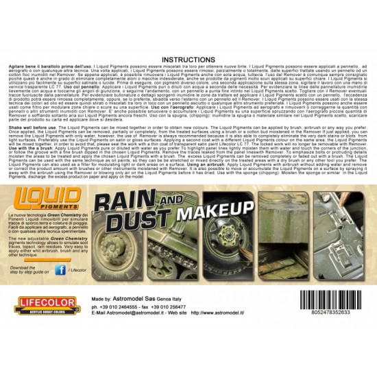 Liquid Pigments - Rain and Dust Maker-Up (5 Adjustable Non-Smelling Washes) Liquid Pigments - Rain and Dust Maker-Up (5 Adjustable Non-Smelling Washes)