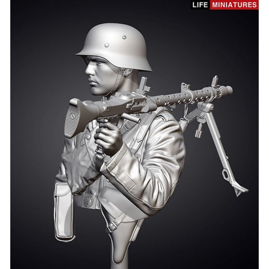 1/10 WWII Wehrmacht MG34 Gunner, France 1940 (resin bust) 1/10 WWII Wehrmacht MG34 Gunner, France 1940 (resin bust)
