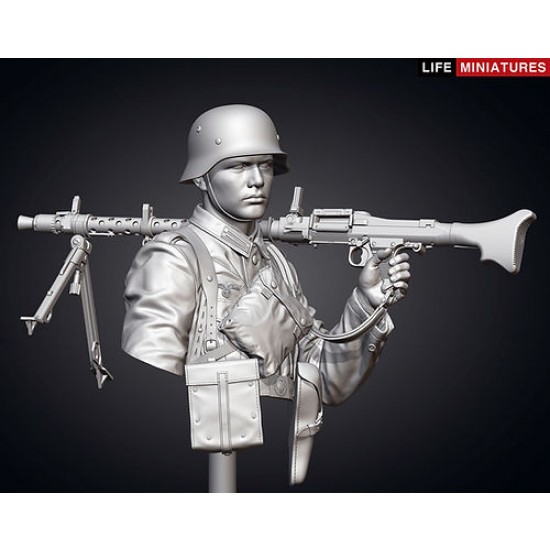 1/10 WWII Wehrmacht MG34 Gunner, France 1940 (resin bust)