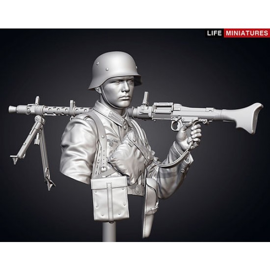 1/10 WWII Wehrmacht MG34 Gunner, France 1940 (resin bust) 1/10 WWII Wehrmacht MG34 Gunner, France 1940 (resin bust)