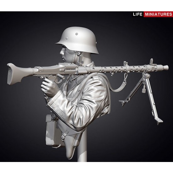 1/10 WWII Wehrmacht MG34 Gunner, France 1940 (resin bust) 1/10 WWII Wehrmacht MG34 Gunner, France 1940 (resin bust)