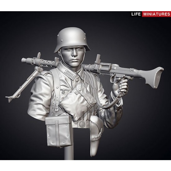 1/10 WWII Wehrmacht MG34 Gunner, France 1940 (resin bust) 1/10 WWII Wehrmacht MG34 Gunner, France 1940 (resin bust)