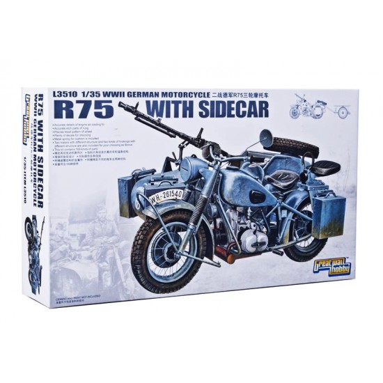 1/35 WWII German Motorcycle R75 Motorcycle + Sidecar & Trailer 1/35 WWII German Motorcycle R75 Motorcycle + Sidecar & Trailer