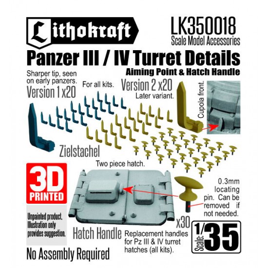 1/35 Panzer III/IV Turret Details: Aiming Point and Hatch Handle 1/35 Panzer III/IV Turret Details: Aiming Point and Hatch Handle
