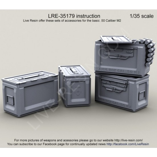 1/35 WWII US Army .50 M2 Ammunition Ammo Box - Closed (6pcs) 1/35 WWII US Army .50 M2 Ammunition Ammo Box - Closed (6pcs)