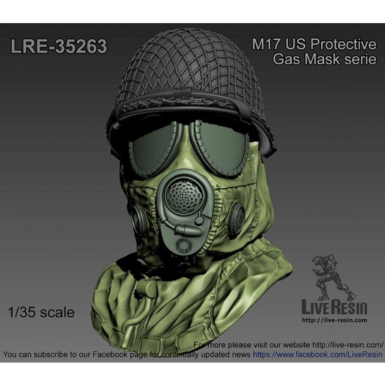 1/35 US Protective Gas Masks M17 with Nuclear, Biological, M1 Helmet in Cold War