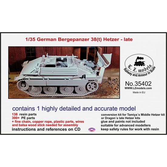 1/35 German Bergepanzer 38(t) Hetzer Late Conversion kit for Tamiya/Dragons Hetzer kits 1/35 German Bergepanzer 38(t) Hetzer Late Conversion kit for Tamiya/Dragons Hetzer kits