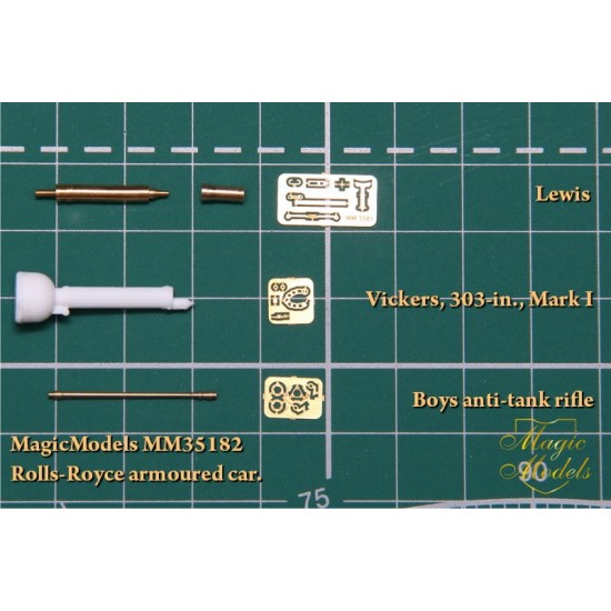 1/35 Rolls-Royce Armoured Car Barrels Set: Boys Anti-tank Rifle, Vickers, 303-in, Lewis MG 1/35 Rolls-Royce Armoured Car Barrels Set: Boys Anti-tank Rifle, Vickers, 303-in, Lewis MG