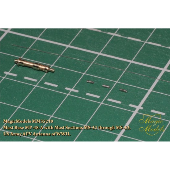 1/35 WWII US AFV Antenna Mast Base MP-48-A with Mast Sections MS-51 - 53 1/35 WWII US AFV Antenna Mast Base MP-48-A with Mast Sections MS-51 - 53