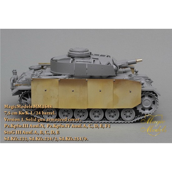 1/35 7.5cm KwK L/24 Gun Barrel Ver.1 Solid Gun Armoured Cover 1/35 7.5cm KwK L/24 Gun Barrel Ver.1 Solid Gun Armoured Cover