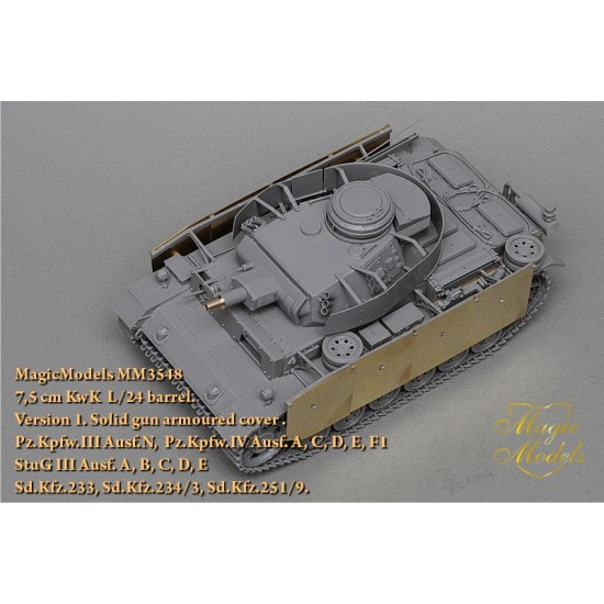1/35 7.5cm KwK L/24 Gun Barrel Ver.1 Solid Gun Armoured Cover 1/35 7.5cm KwK L/24 Gun Barrel Ver.1 Solid Gun Armoured Cover