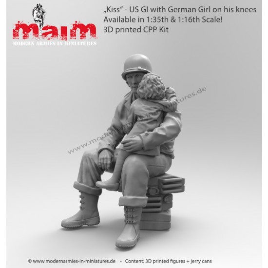 1/16 Kiss - US Gi With German Girl On His Knees (2 figures,3D printed soft resin) 1/16 Kiss - US Gi With German Girl On His Knees (2 figures,3D printed soft resin)