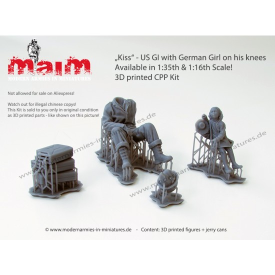 1/16 Kiss - US Gi With German Girl On His Knees (2 figures,3D printed soft resin) 1/16 Kiss - US Gi With German Girl On His Knees (2 figures,3D printed soft resin)