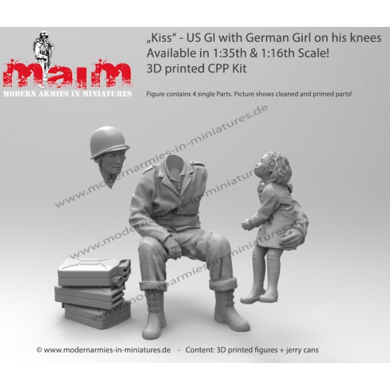 1/16 Kiss - US Gi With German Girl On His Knees (2 figures,3D printed soft resin) 1/16 Kiss - US Gi With German Girl On His Knees (2 figures,3D printed soft resin)