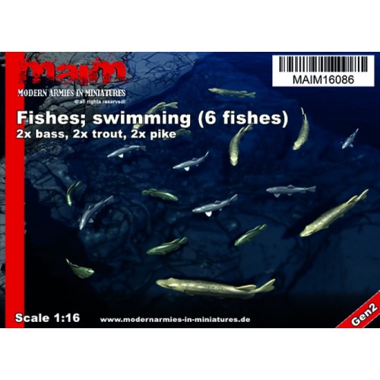 6pcs, Pike/Trout/Bass MAiM 1/16 Swimming Fishes Set 
