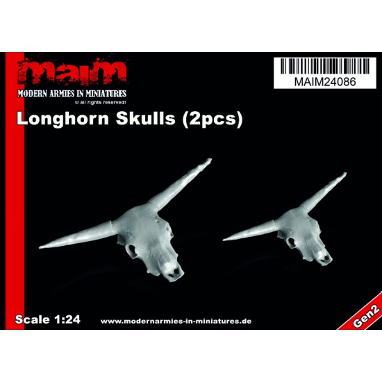 1/24 Longhorn Skulls (2pcs, 3D printed resin) 1/24 Longhorn Skulls (2pcs, 3D printed resin)
